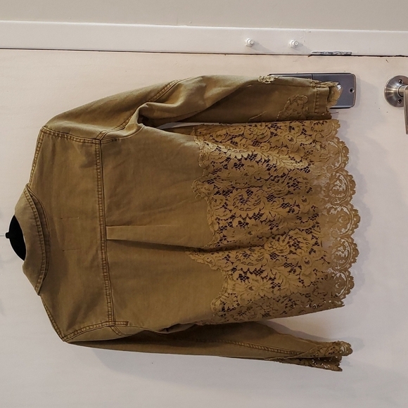 Anthropologie Olive Green Utility Jacket with Lace XS P - Picture 5 of 5